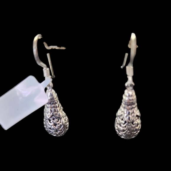 NWT Bali Style Teardrop earrings 925 Sterling Silver Fish hook Finding - Picture 4 of 6